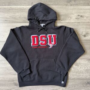 Delaware State University (DSU) Black & Red Russell Athletic Hoodie - Size Small